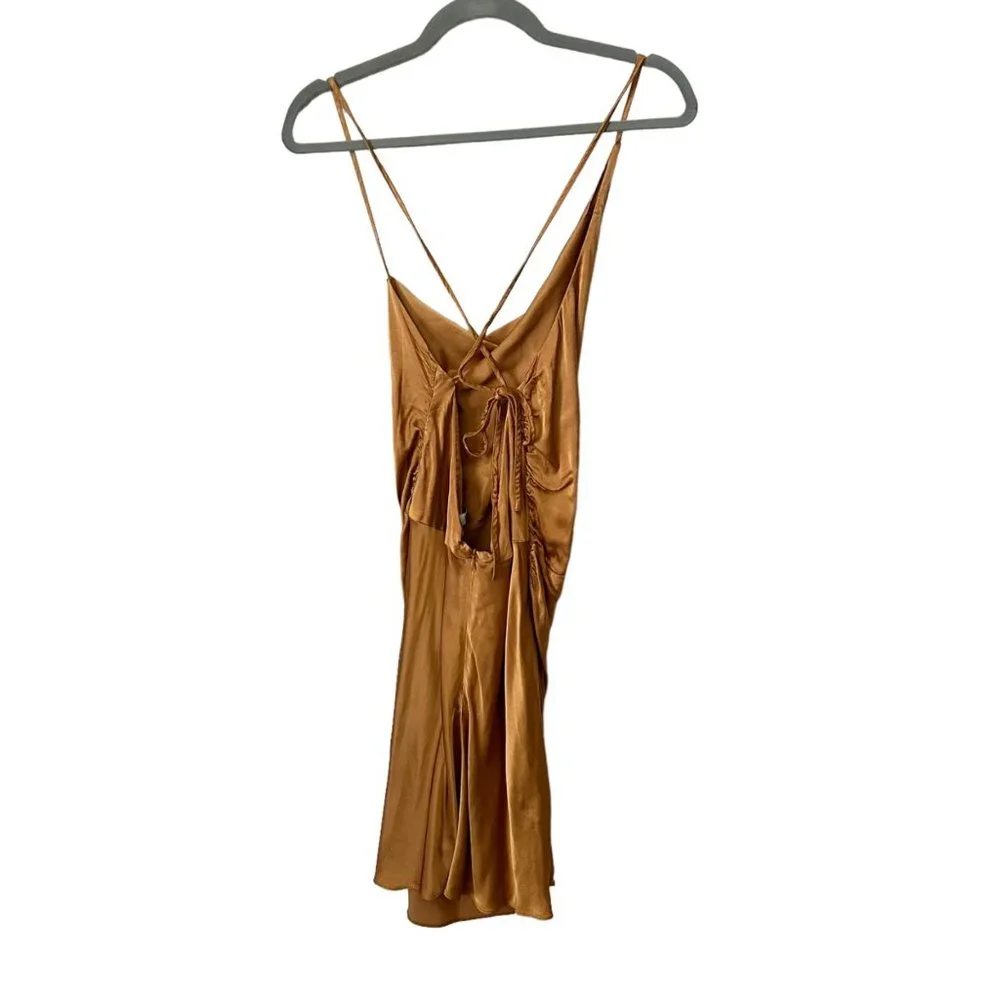Shona Joy Alma Asymmetrical Bias Cowl Mini Dress in Saffron Size 10